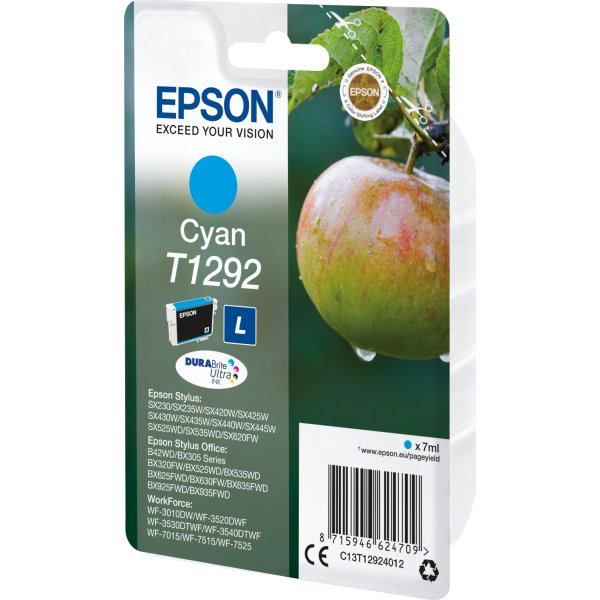 Epson nr.T1292/C13T12924012 blækpatron, blå, 440s