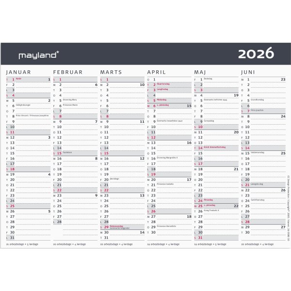 Mayland 2026 Kontorkalender Moderne, A5