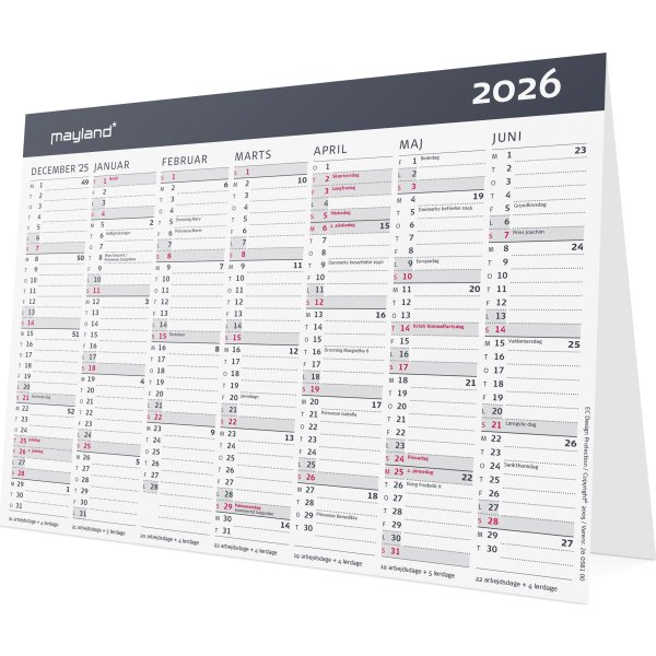 Mayland 2026 Kontor bordkalender