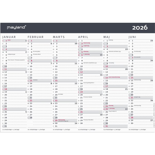 Mayland 2026 Kontorkalender Moderne, A4