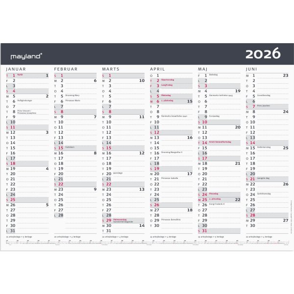 Mayland 2026 Kontorkalender Moderne, A3