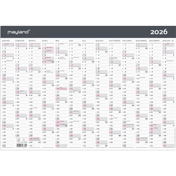 Mayland 2026 Kontorkalender Moderne, 1x13 mdr.