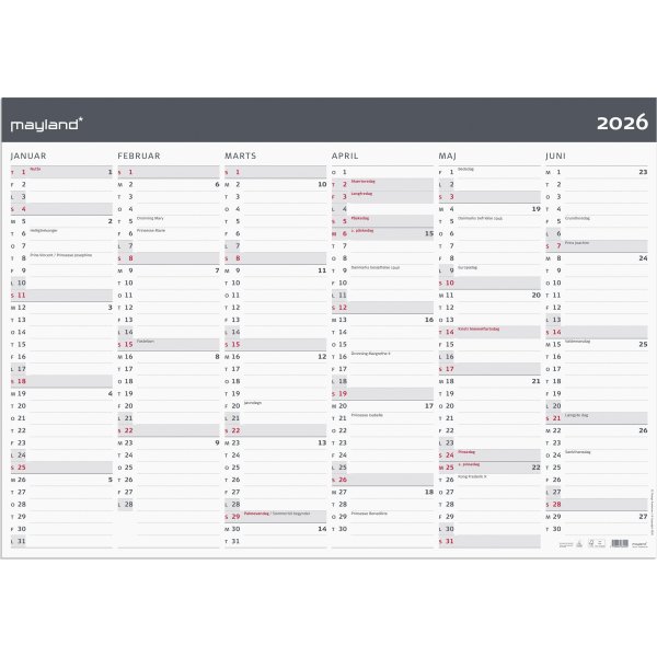 Mayland 2026 Kæmpekalender Moderne, 2x6 mdr.