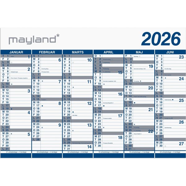Mayland 2026 Kæmpekalender, PP, 2x6 mdr.