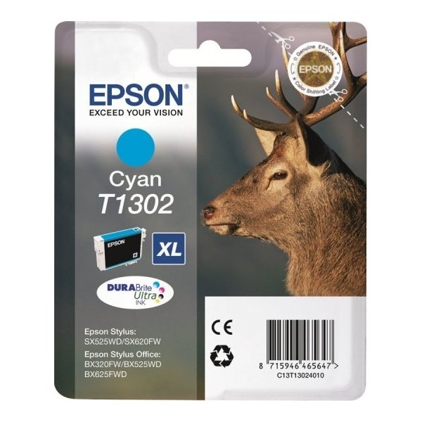 Epson nr.T1302/C13T13024012 blækpatron, blå, 750s