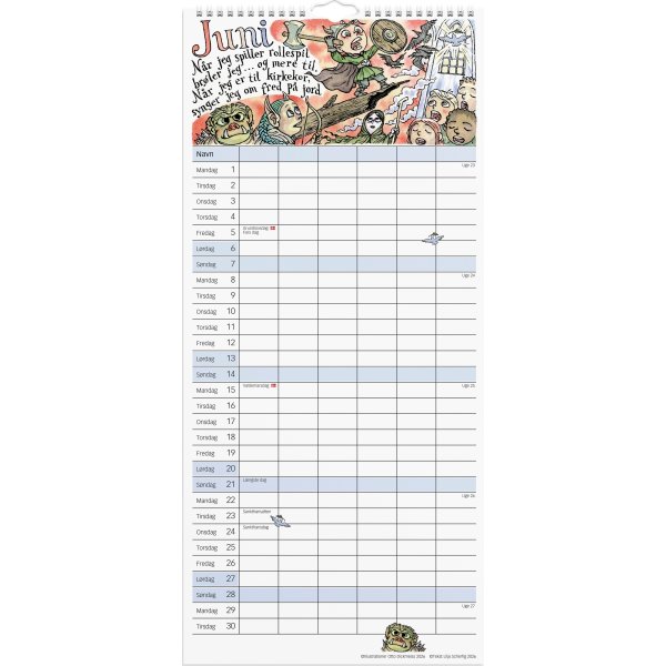 Mayland 2026 Familiekalender m. ill., 6 kol.