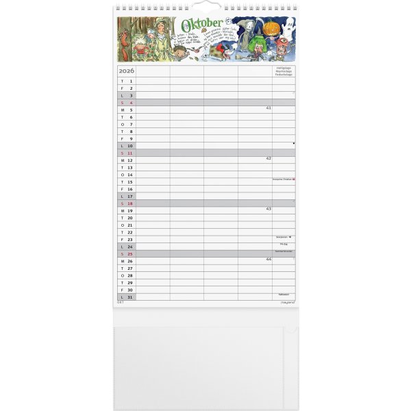 Mayland 2026 Familiekalender m. stickers, 4 kol.