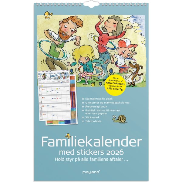 Mayland 2026 Familiekalender m. stickers, 5 kol.