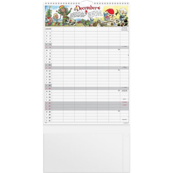 Mayland 2026 Familiekalender m. stickers, 6 kol.