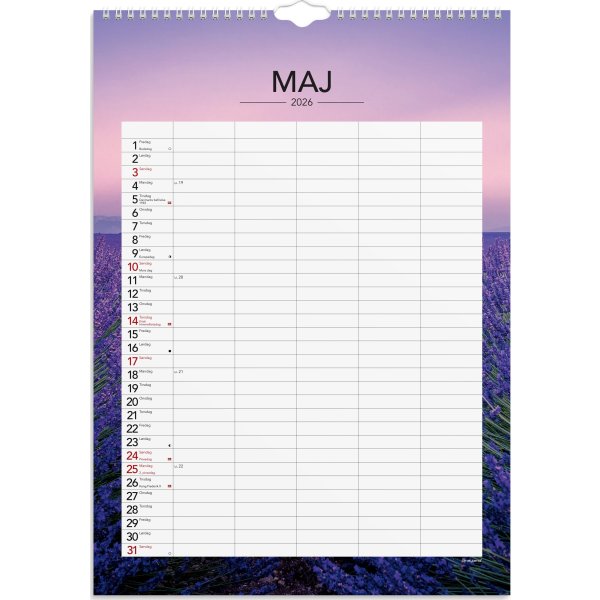 Mayland 2026 Familiekalender Årstider