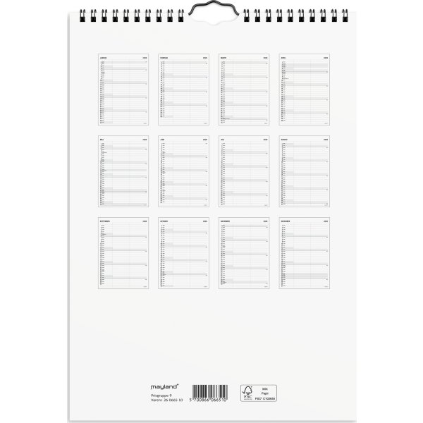 Mayland 2026 Familiekalender Black & White, 2 kol.