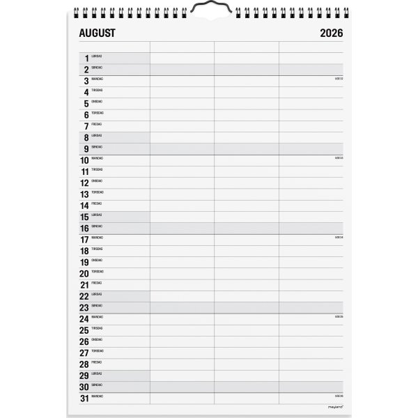 Mayland 2026 Familiekalender Black & White, 3 kol.