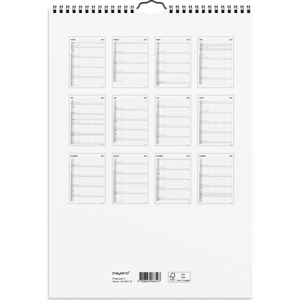 Mayland 2026 Familiekalender Black & White, 3 kol.