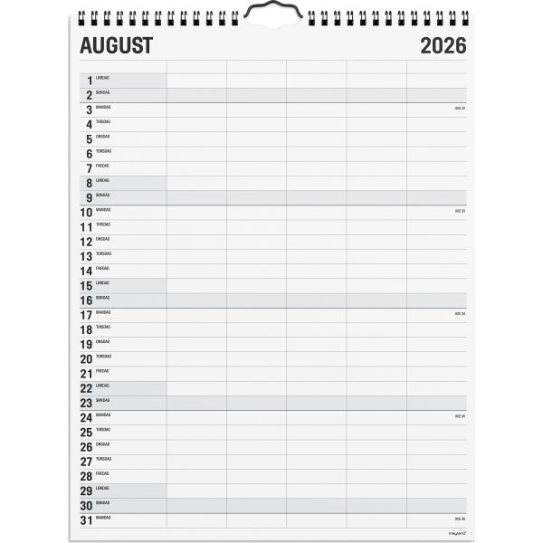 Mayland 2026 Familiekalender Black & White, 5 kol.