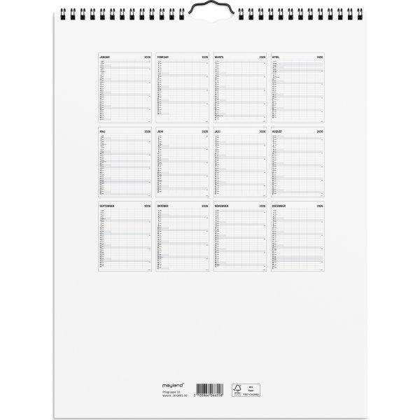 Mayland 2026 Familiekalender Black & White, 5 kol.