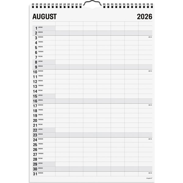 Mayland 2026 Familiekalender Black & White, 7 kol.