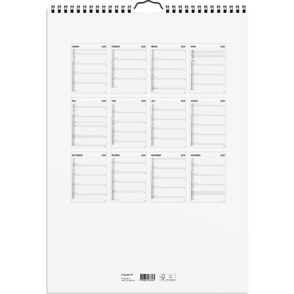 Mayland 2026 Familiekalender Black & White, 7 kol.