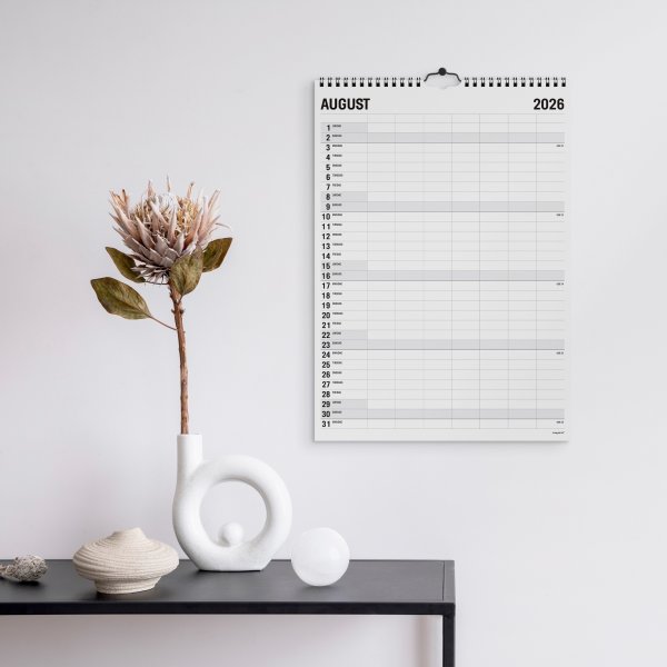 Mayland 2026 Familiekalender Black & White, 7 kol.