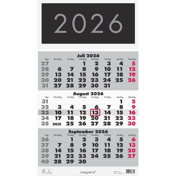 Mayland 2026 Vægkalender Triplanner