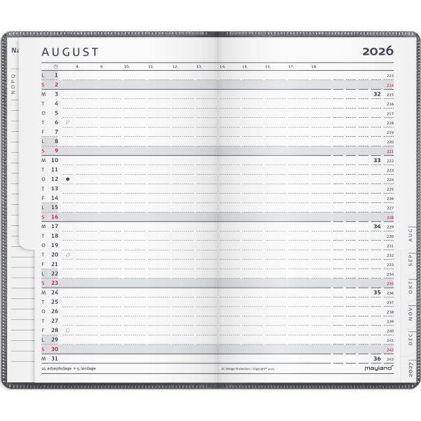 Mayland 2026 Index Planner Mini, plast, grå