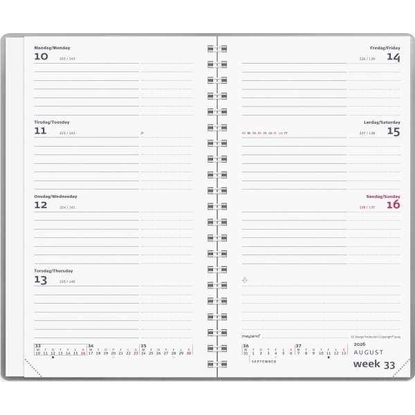 Mayland 2026 Week Planner International, vinyl
