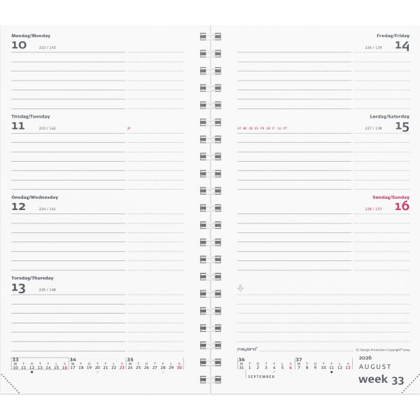 Mayland 2026 Week Planner International, refill