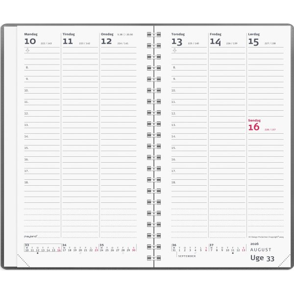 Mayland 2026 Week Planner, vinyl, grå