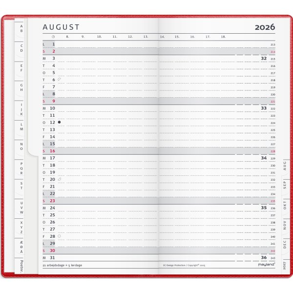 Mayland 2026 Index Planner, vinyl, rød