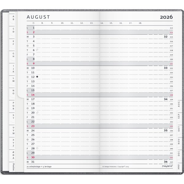 Mayland 2026 Index Planner, plast, grå