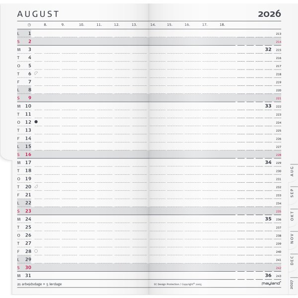 Mayland 2026 Index Planner, refill + tfl.reg.