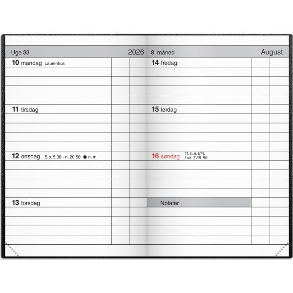 Mayland 2026 Lommekalender, kunstskind, sort