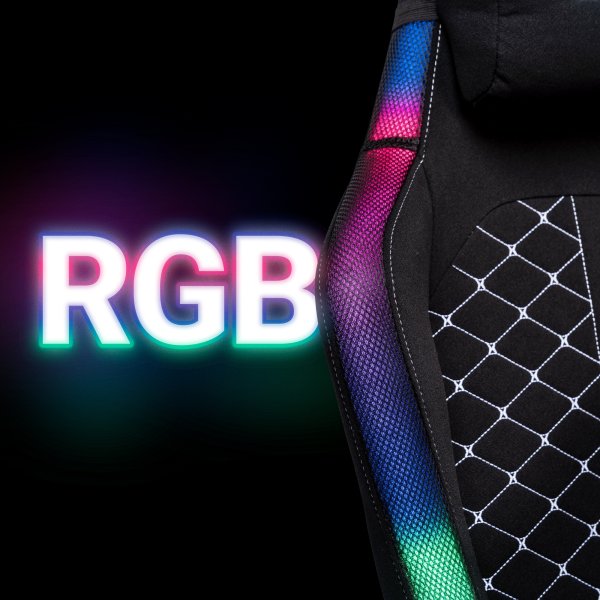 GIANT Gamerstol, RGB lys, sort