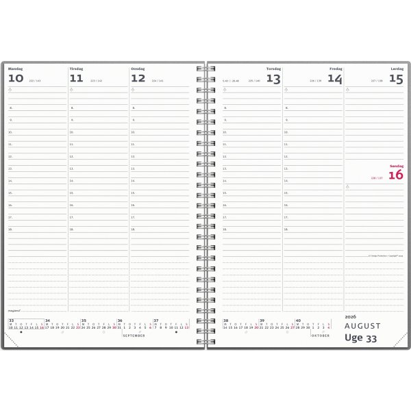 Mayland 2026 Ugekalender, højformat, plast, grå