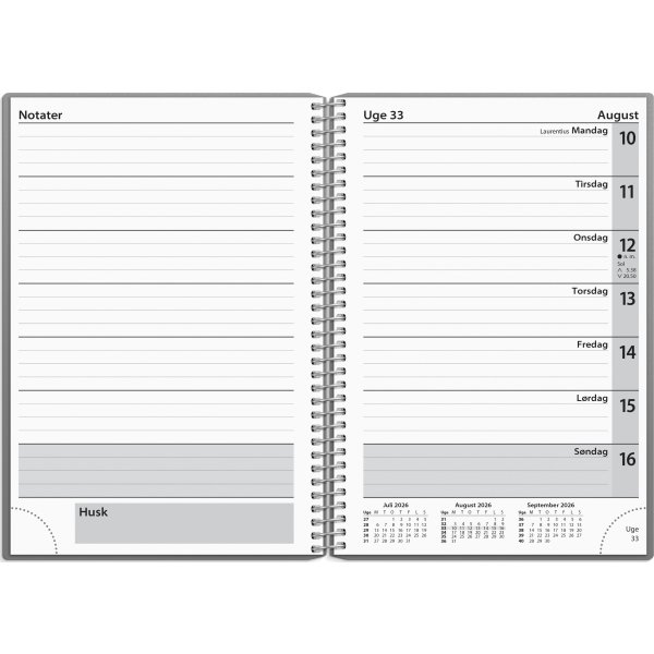 Mayland 2026 Ugekalender, tværformat med notatside