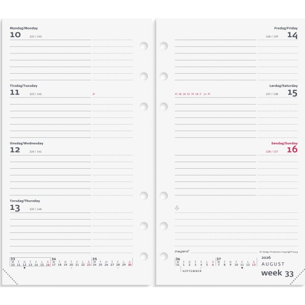 Mayland 2026 System PP Int. Ugekalender, refill