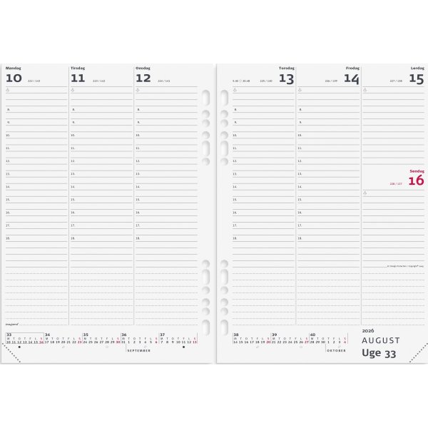 Mayland 2026 System A5 Ugekalender, skind, brun