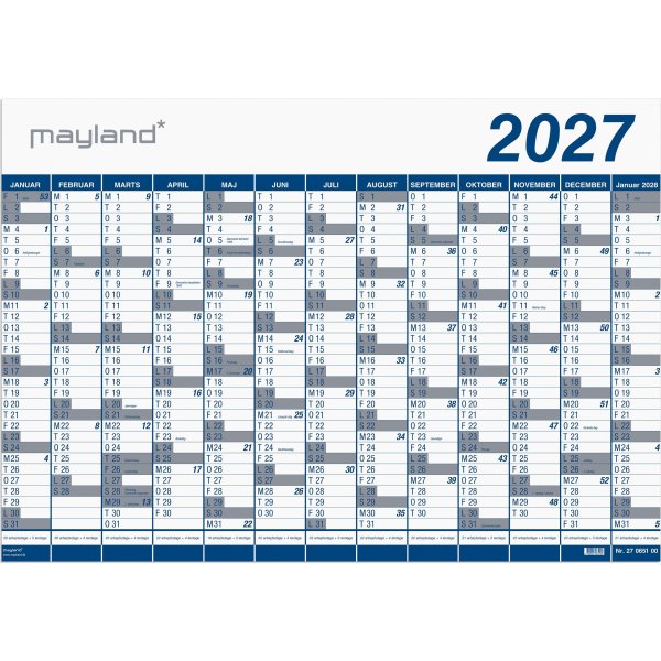 Mayland 2027 Kæmpekalender, 1x13 mdr., plast
