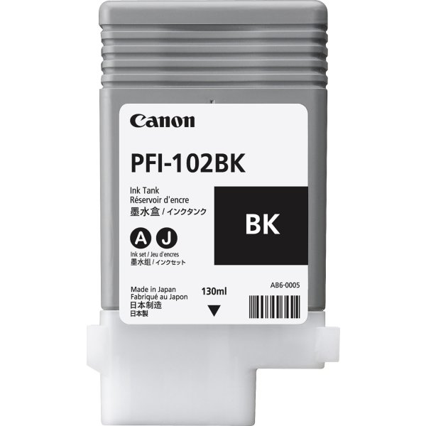 Canon PFI-102BK blækpatron, sort, 130 ml