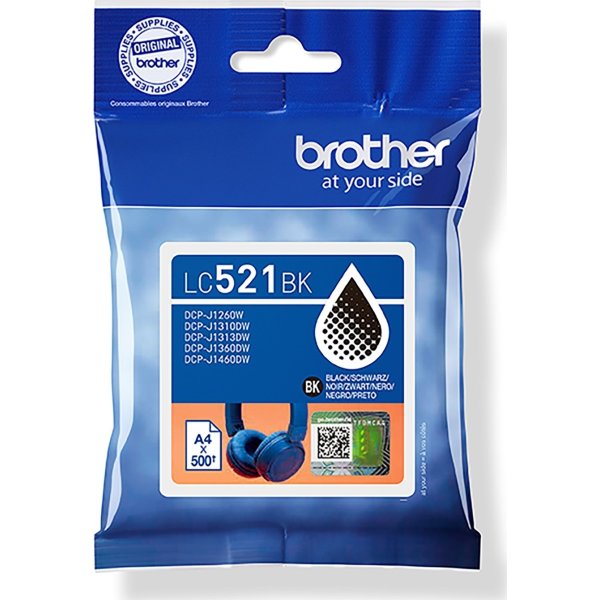 Brother LC521BK blækpatron, sort