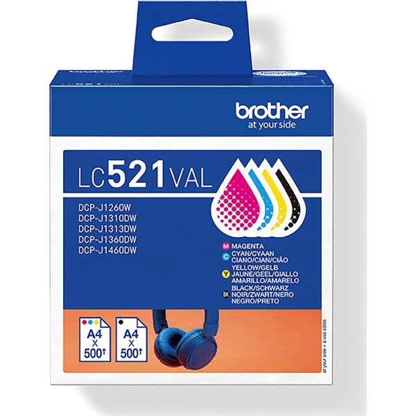 Brother LC521VAL multi-pakke blækpatroner, CMYK