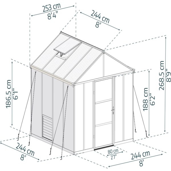 Palram Canopia Glory Drivhus, 6,2 m2, grå