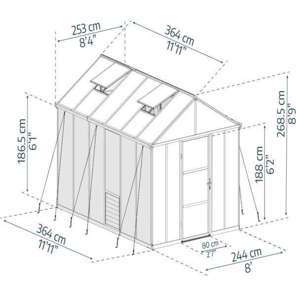Palram Canopia Glory Drivhus, 9,2 m2, grå