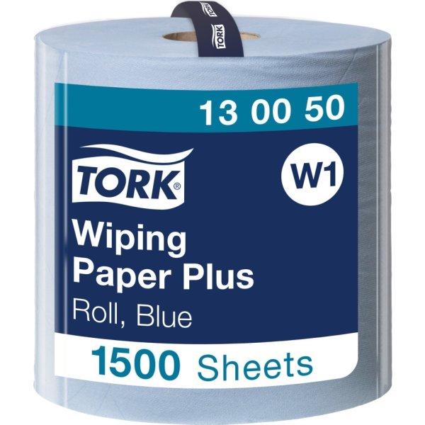 Tork W1 Plus Aftørringspapir, Blå, 2-lag, 1 rl