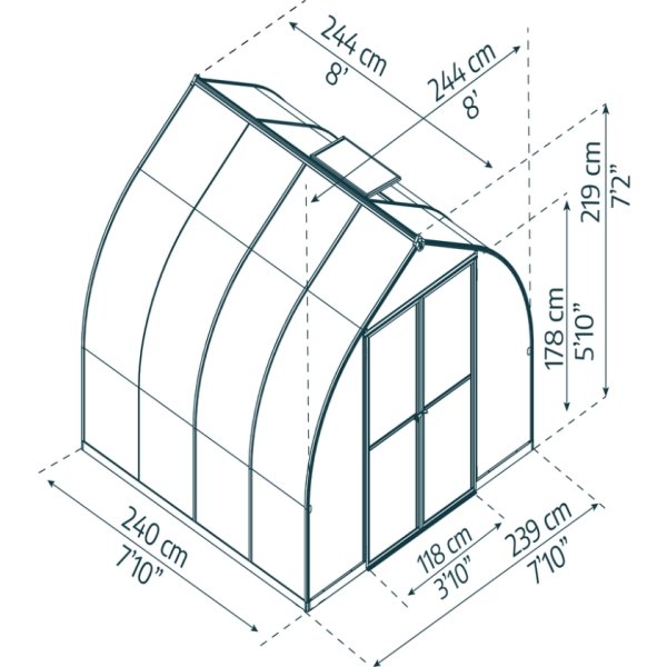 Palram Canopia Bella Drivhus, 6 m2, sølv