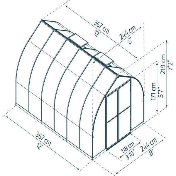 Palram Canopia Bella Drivhus, 9 m2, sølv