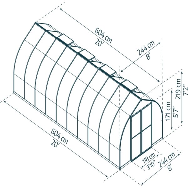 Palram Canopia Bella Drivhus, 14,7 m2, sølv