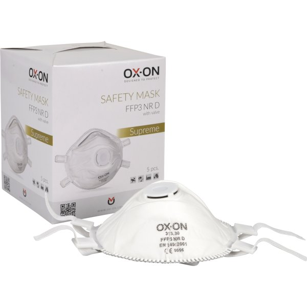 OX-ON Støvmaske Supreme FFP3 NR D m/ventil, 5 stk.