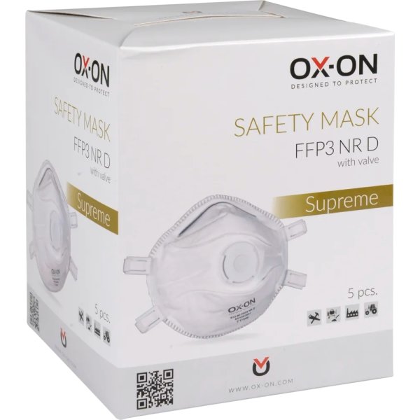 OX-ON Støvmaske Supreme FFP3 NR D m/ventil, 5 stk.