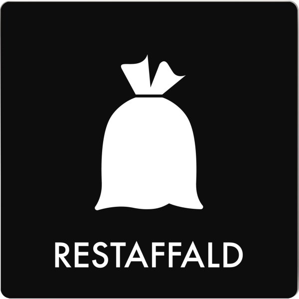 Affaldspiktogram udendørs 12x12cm alu, Restaffald