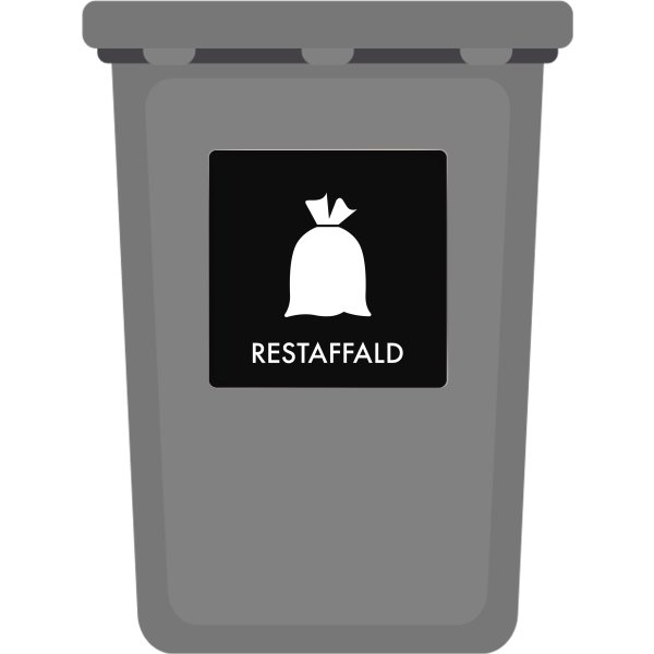 Affaldspiktogram udendørs 12x12cm alu, Restaffald